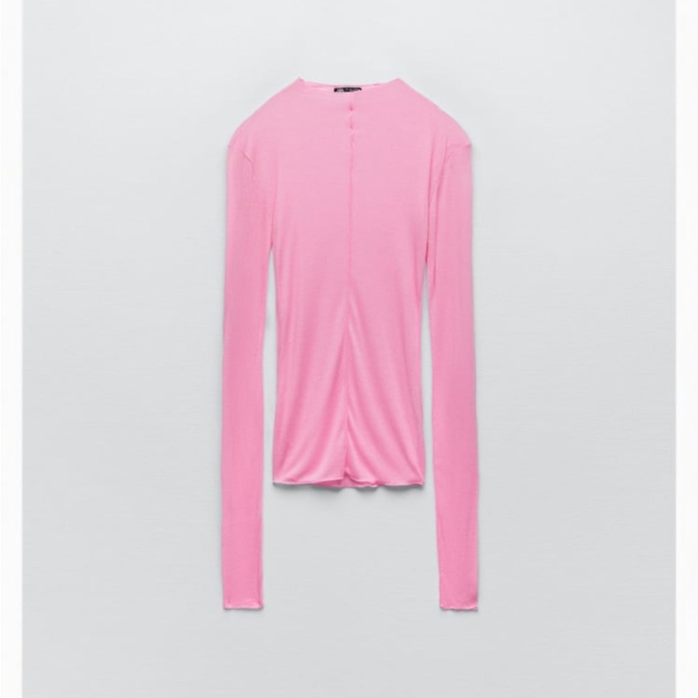 New Zara Semi-Sheer Top with Piping (M)